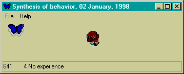 Screenshot of the programm with a blue butterfly and a red flower