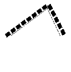 Цепь перевешена через угол.